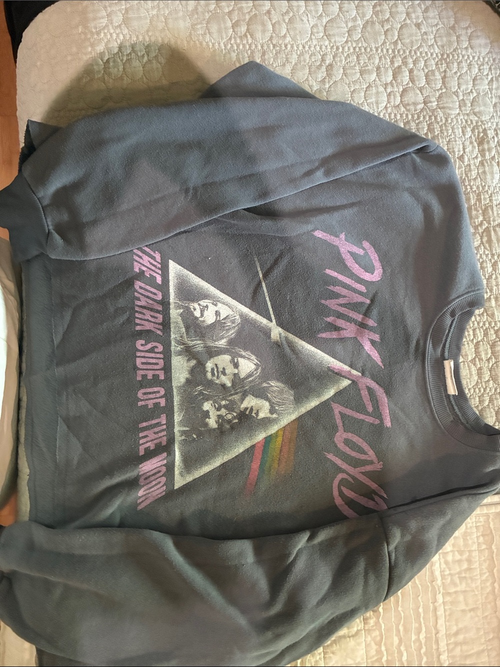 Pink Floyd Pullover in Navy with Pink Logo and Rainbow Prism